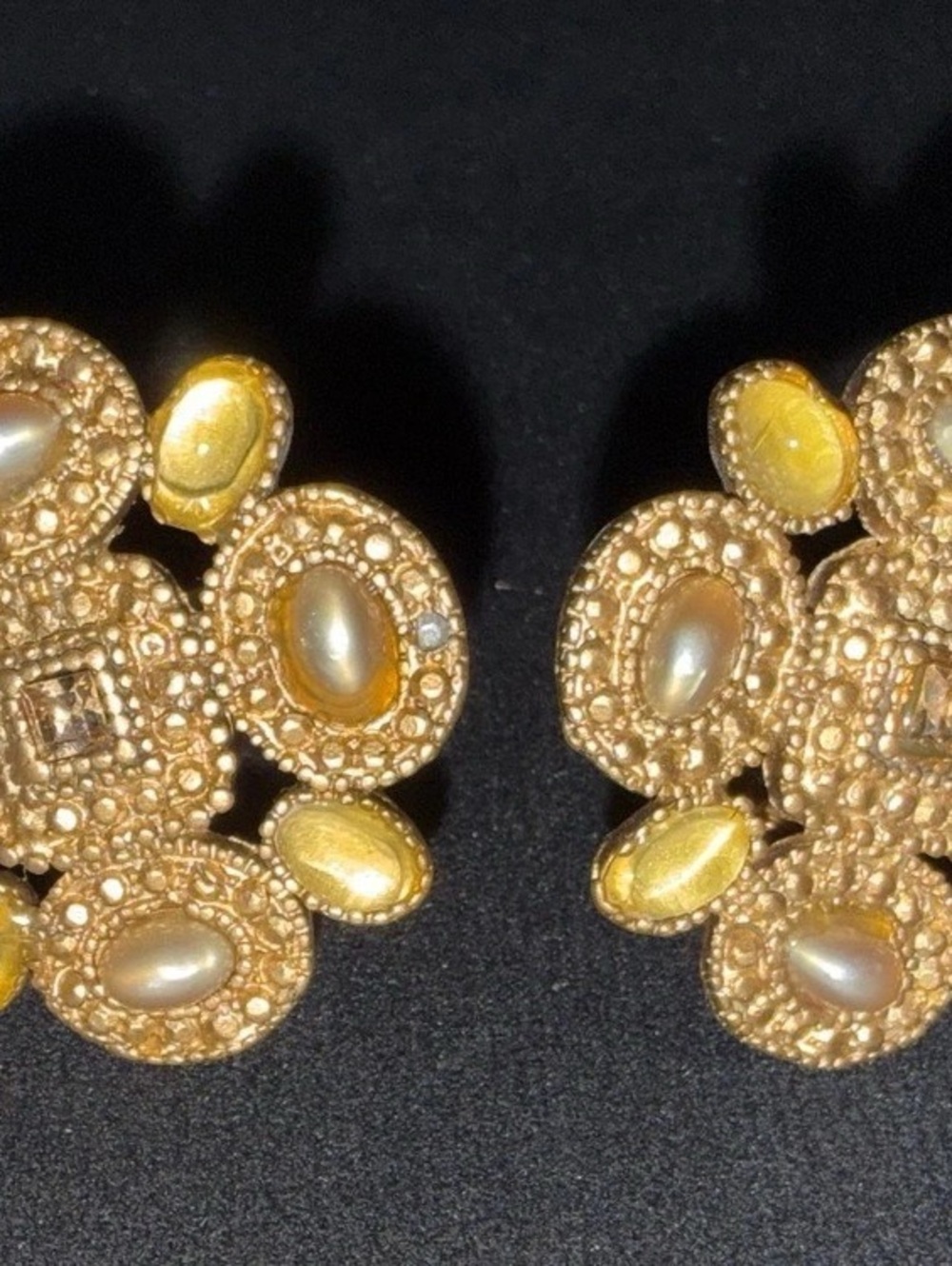 Gold Tone Clip-On Statement Earrings